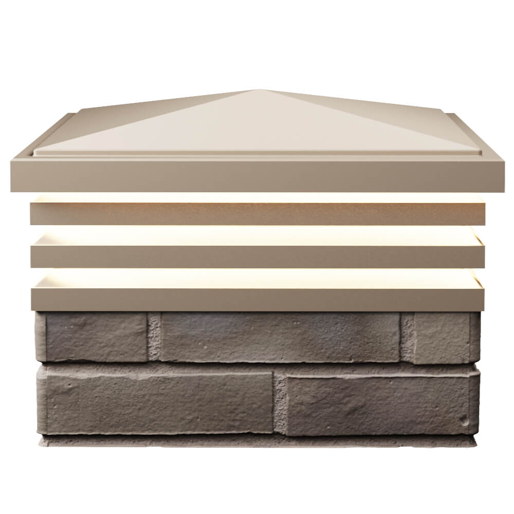 Колпак Zking Бона ХайТек Бежевый на столб 1.5х1.5 кирпича (385х385мм) с подсветкой в Джанкое фото