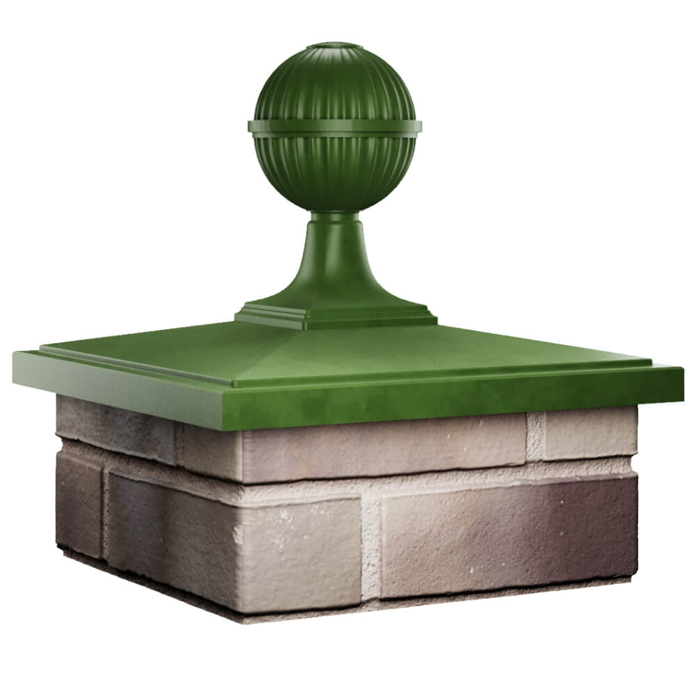 Колпак Zking БонаМоно Зеленый с шаром на столб 1.5х1.5 кирпича (385х385, 400х400мм) в сборе в Джанкое фото