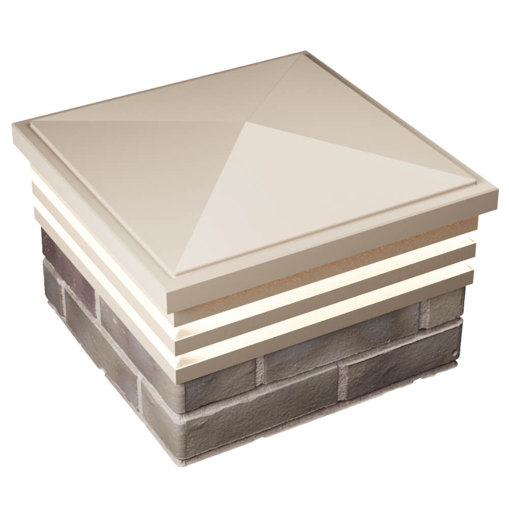 Колпак Zking Бона ХайТек Бежевый на столб 1.5х1.5 кирпича (385х385мм) с подсветкой в Джанкое фото