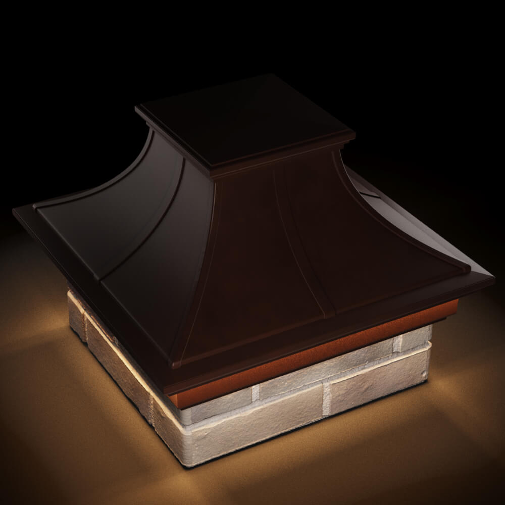 Колпак Zking Монблан Премиум Коричневый на столб 1.5х1.5 кирпича (385х385мм) с подсветкой в Джанкое фото
