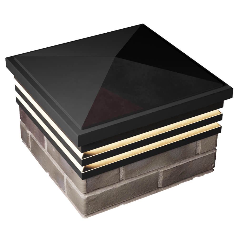 Колпак Zking Бона ХайТек Черный на столб 1.5х1.5 кирпича (385х385мм) с подсветкой в Джанкое фото