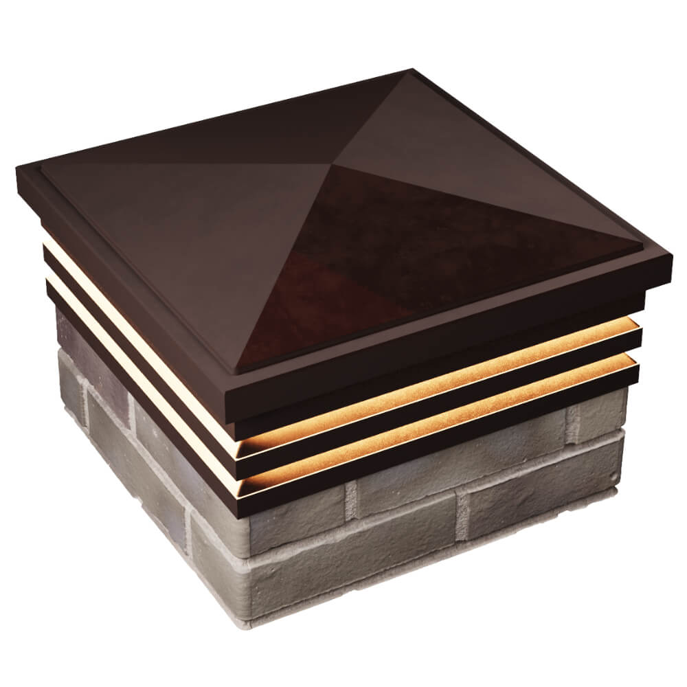 Колпак Zking Бона ХайТек Коричневый на столб 1.5х1.5 кирпича (385х385мм) с подсветкой в Джанкое фото