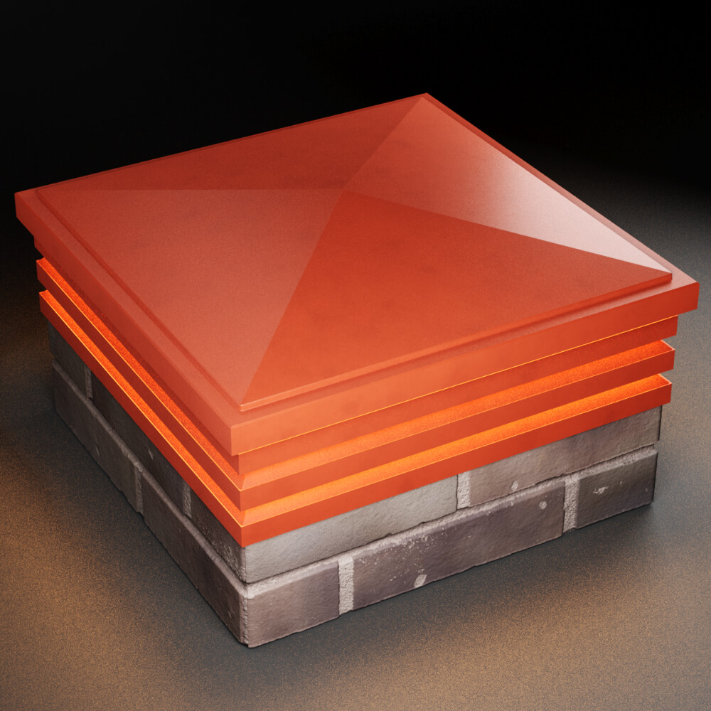 Колпак Zking Бона ХайТек Красный на столб 2х2 кирпича (513х513мм) с подсветкой в Джанкое фото