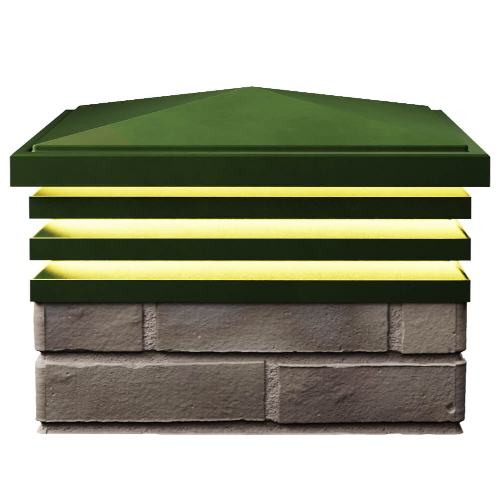 Колпак Zking Бона ХайТек Зеленый на столб 1.5х1.5 кирпича (385х385мм) с подсветкой в Джанкое фото