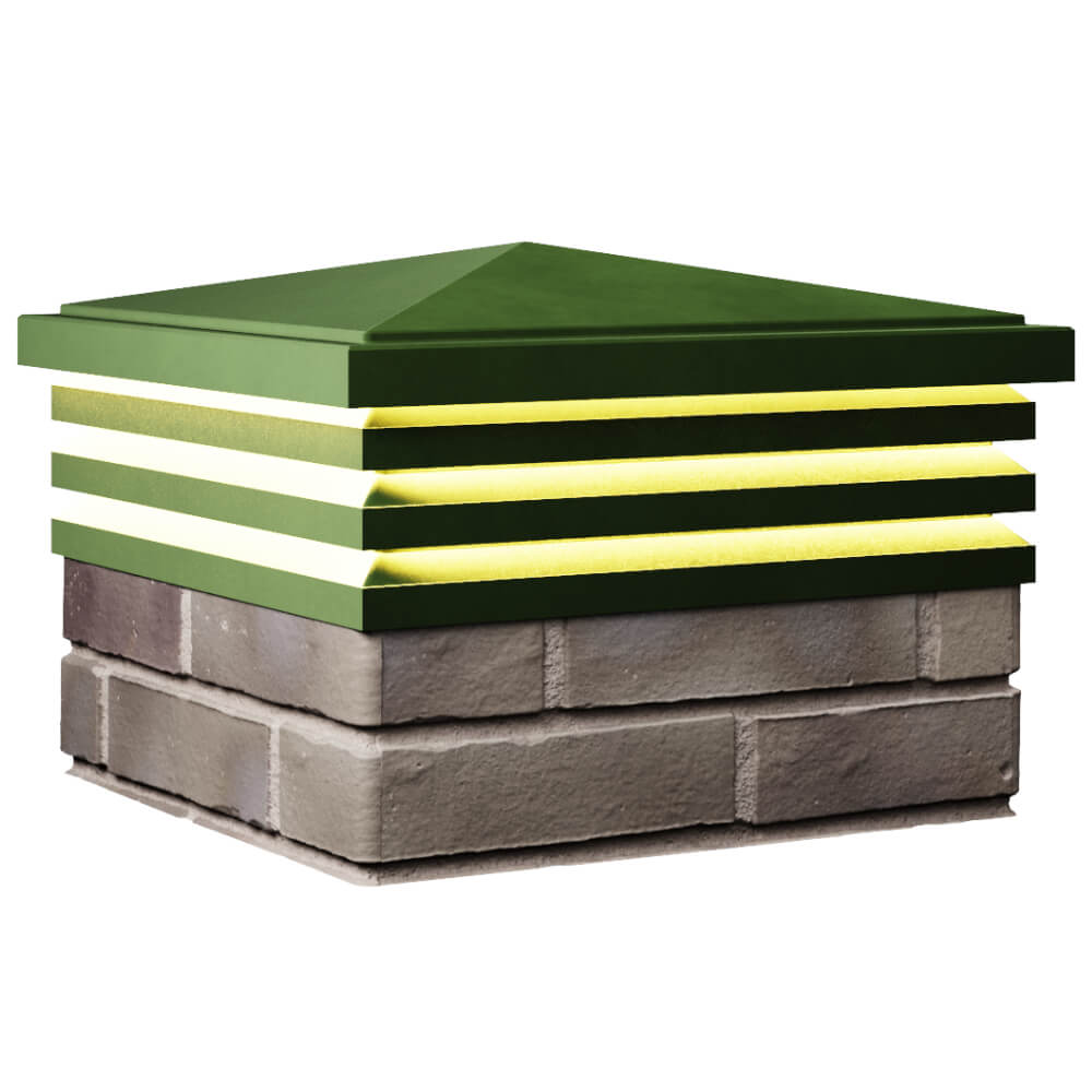 Колпак Zking Бона ХайТек Зеленый на столб 1.5х1.5 кирпича (385х385мм) с подсветкой в Джанкое фото