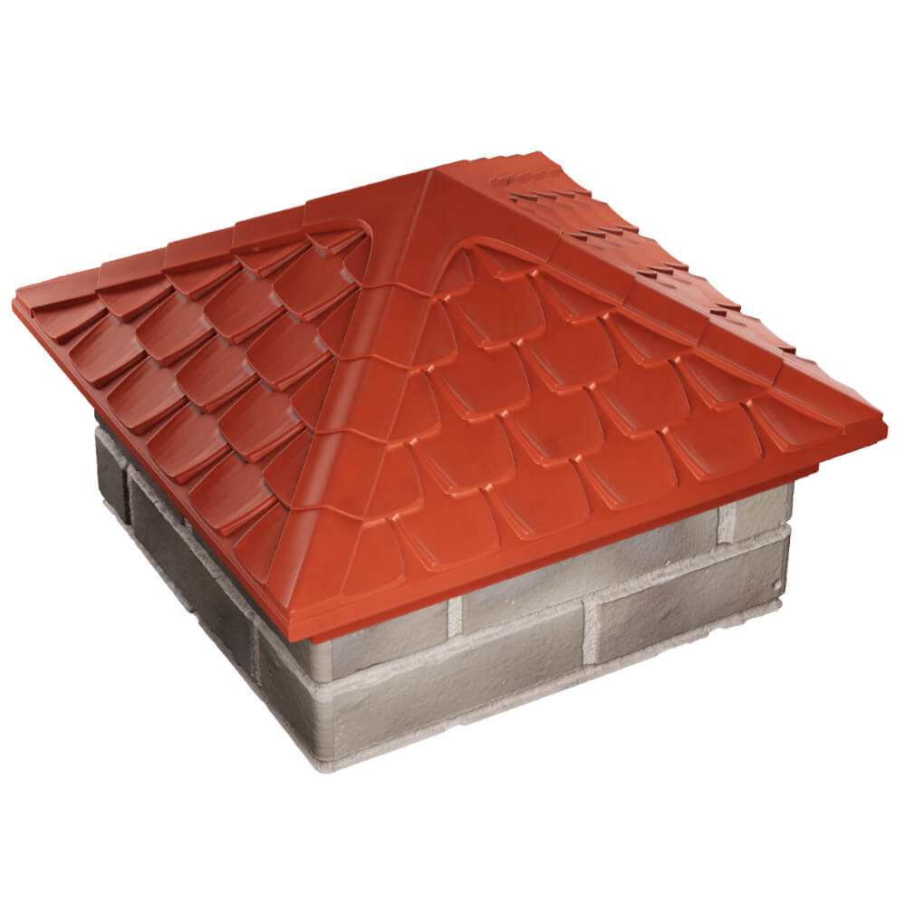 Колпак Zking Эльбрус Красный на столб 1.5х1.5 кирпича (385х385мм) в Джанкое фото