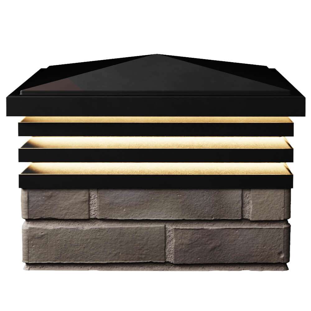 Колпак Zking Бона ХайТек Черный на столб 1.5х1.5 кирпича (385х385мм) с подсветкой в Джанкое фото