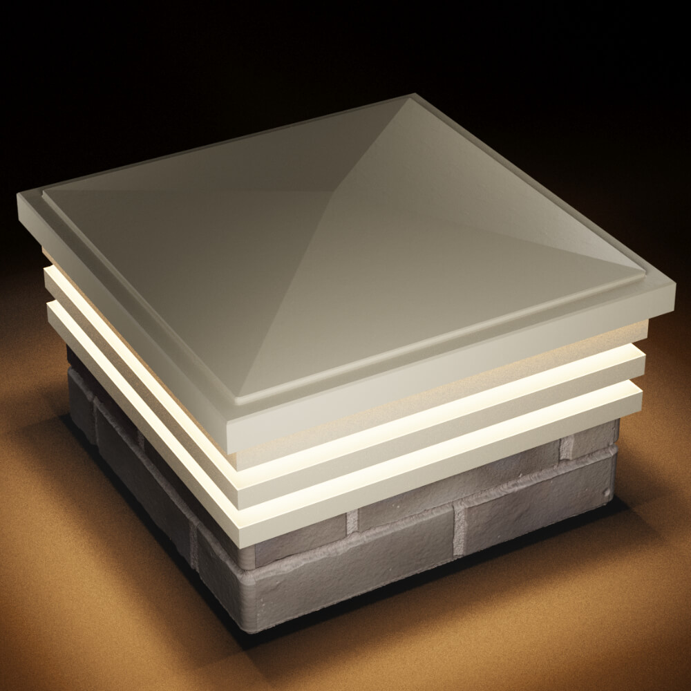 Колпак Zking Бона ХайТек Бежевый на столб 1.5х1.5 кирпича (385х385мм) с подсветкой в Джанкое фото