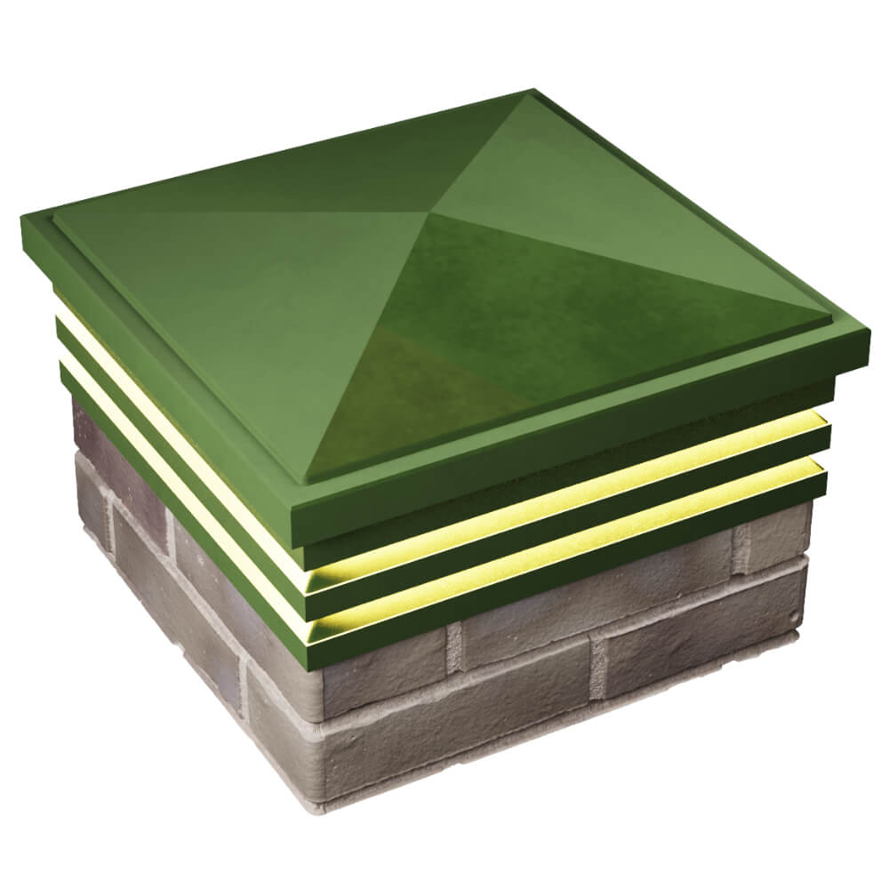 Колпак Zking Бона ХайТек Зеленый на столб 1.5х1.5 кирпича (385х385мм) с подсветкой в Джанкое фото