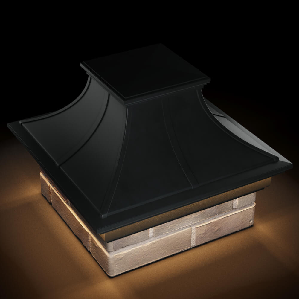 Колпак Zking Монблан Премиум Черный на столб 1.5х1.5 кирпича (385х385мм) с подсветкой в Джанкое фото