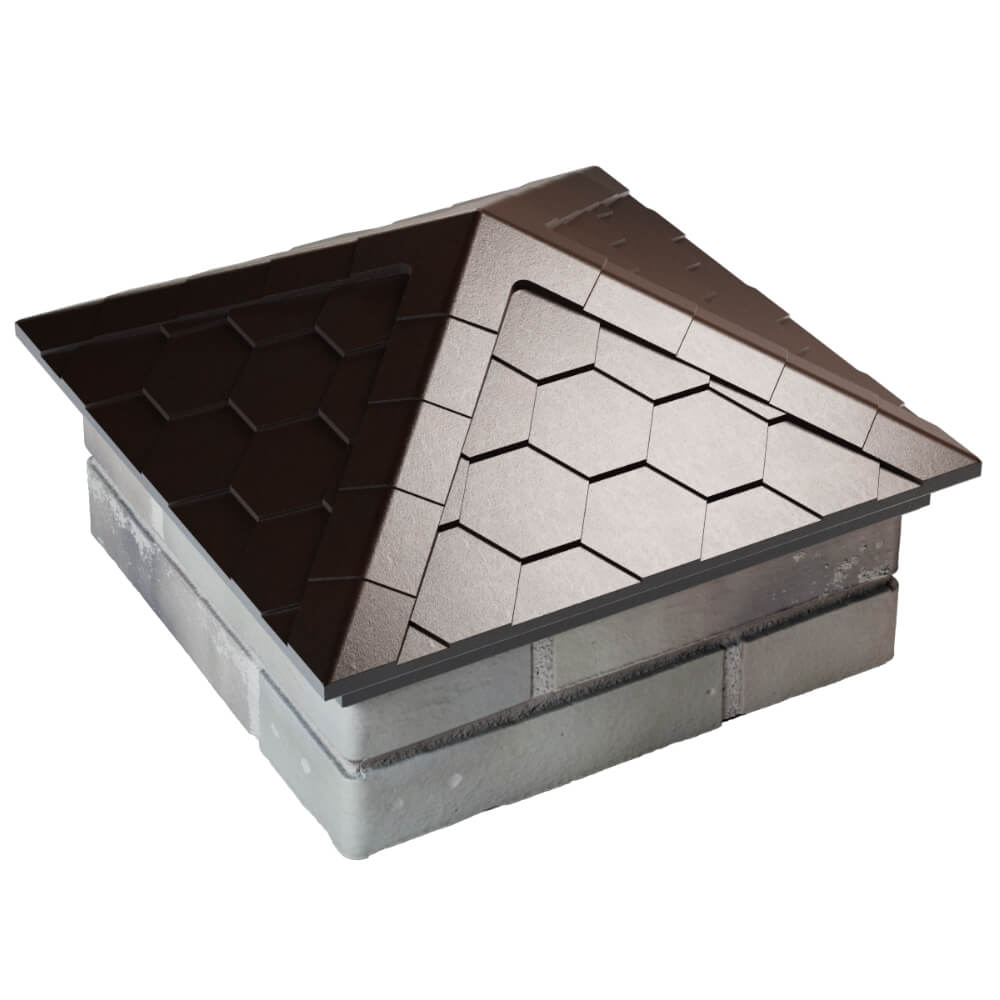 Колпак Zking Эверест Коричневый на столб 1.5х1.5 кирпича (390х390мм) в Джанкое фото