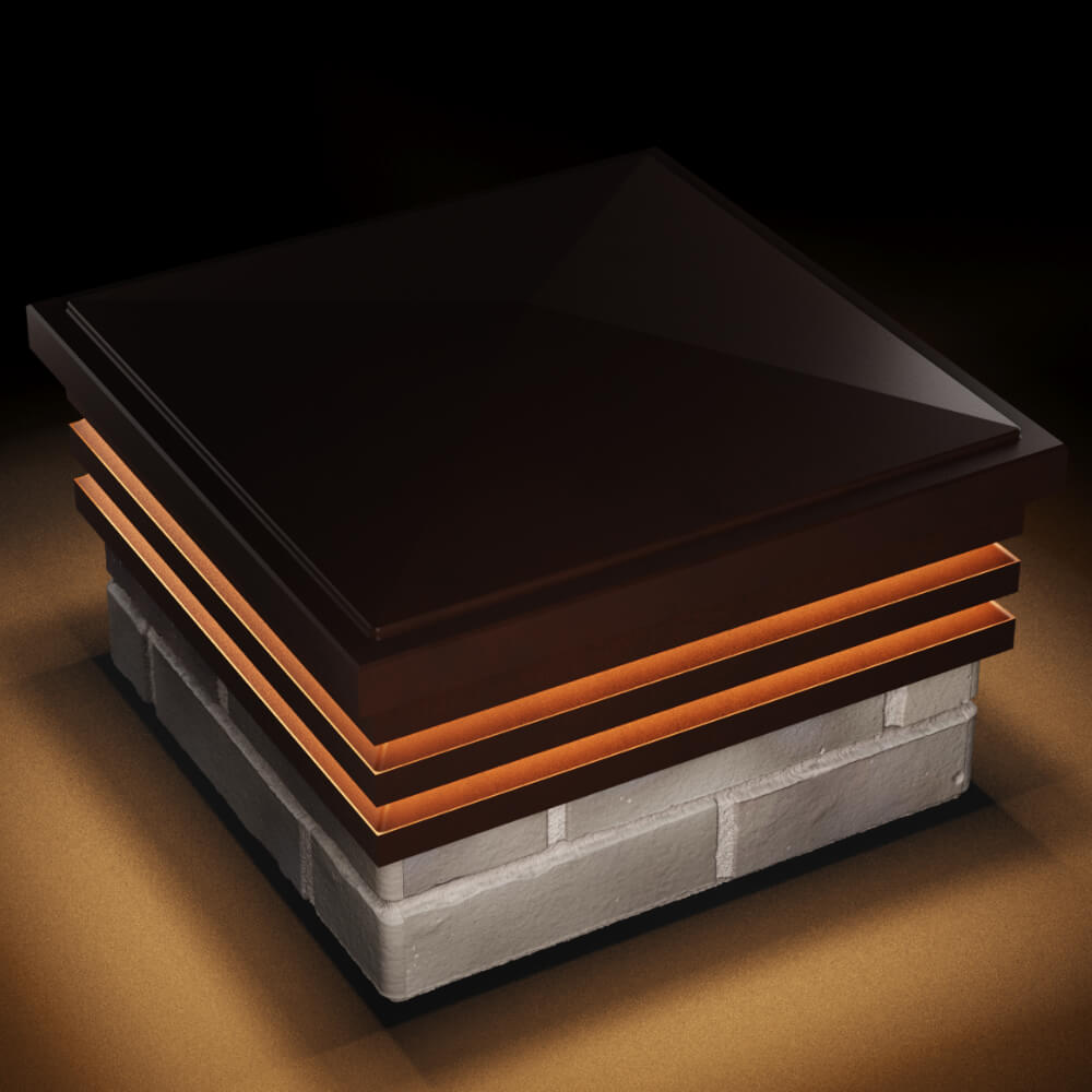 Колпак Zking Бона ХайТек Коричневый на столб 1.5х1.5 кирпича (385х385мм) с подсветкой в Джанкое фото