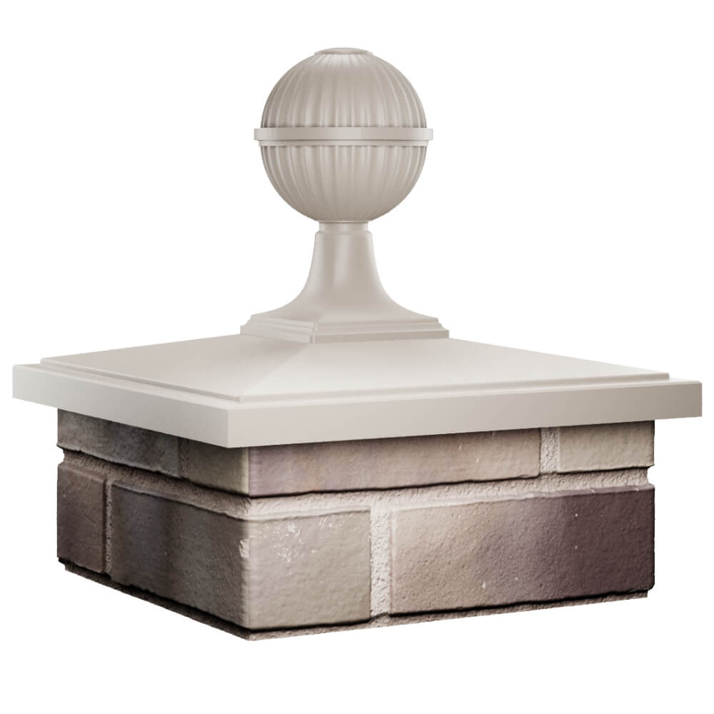 Колпак Zking БонаМоно Бежевый с шаром на столб 1.5х1.5 кирпича (385х385, 400х400мм) в сборе в Джанкое фото