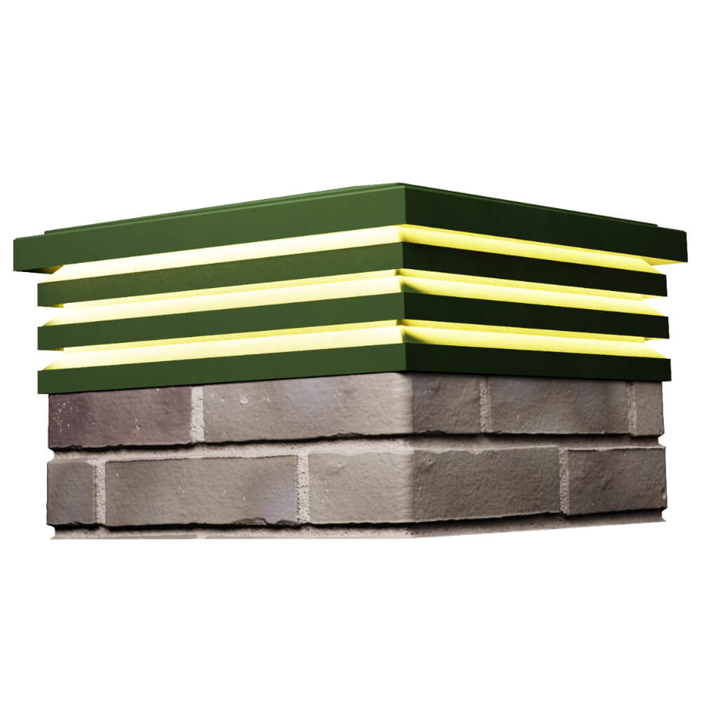 Колпак Zking Бона ХайТек Зеленый на столб 1.5х1.5 кирпича (385х385мм) с подсветкой в Джанкое фото