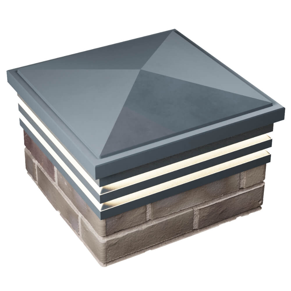 Колпак Zking Бона ХайТек Серый на столб 1.5х1.5 кирпича (385х385мм) с подсветкой в Джанкое фото