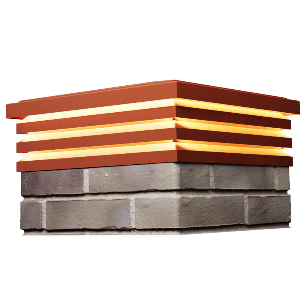 Колпак Zking Бона ХайТек Красный на столб 1.5х1.5 кирпича (385х385мм) с подсветкой в Джанкое фото