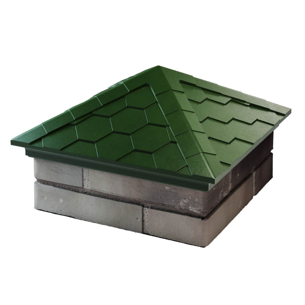 Колпак Zking Эверест Зеленый на столб 1.5х1.5 кирпича (390х390мм) в Джанкое фото