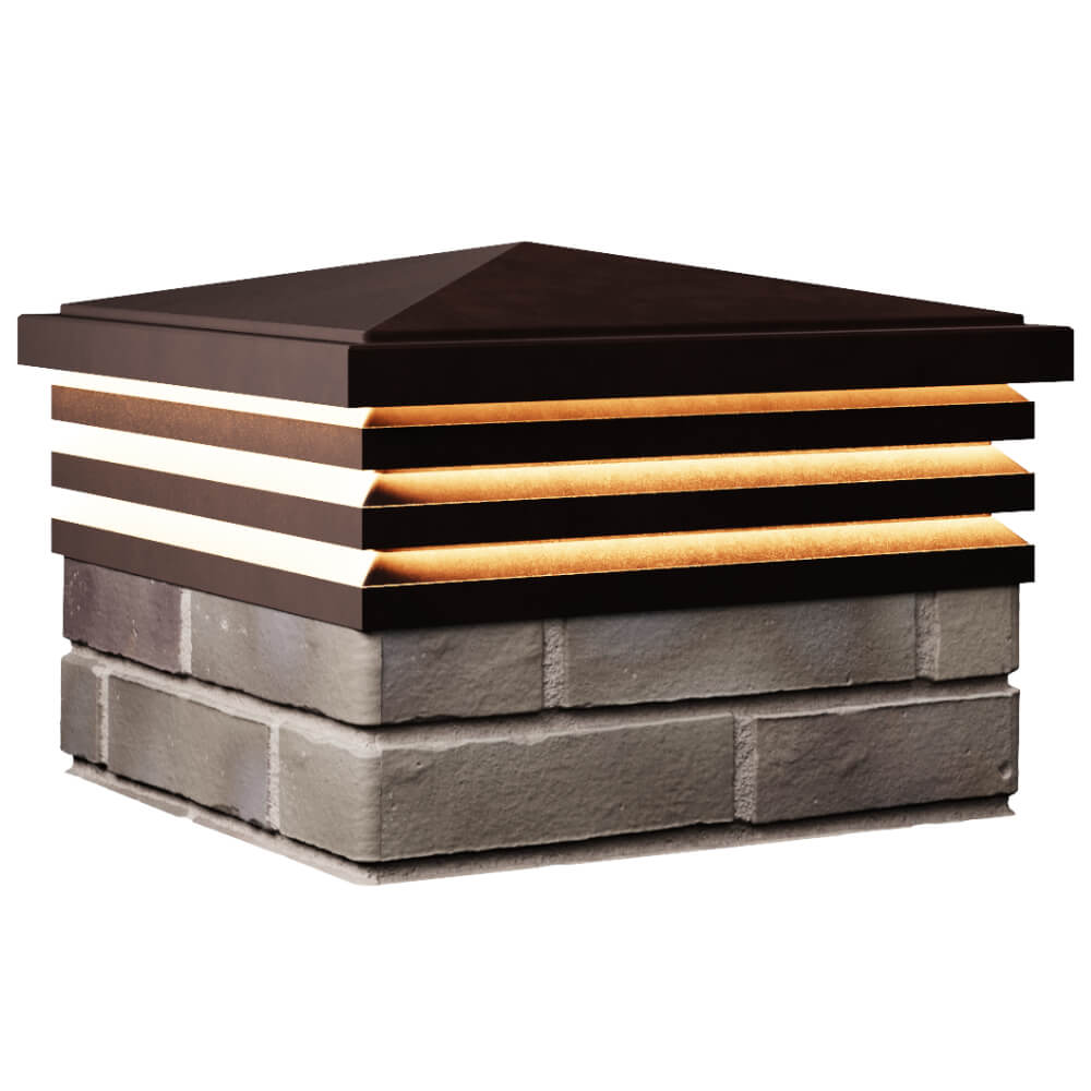 Колпак Zking Бона ХайТек Коричневый на столб 1.5х1.5 кирпича (385х385мм) с подсветкой в Джанкое фото