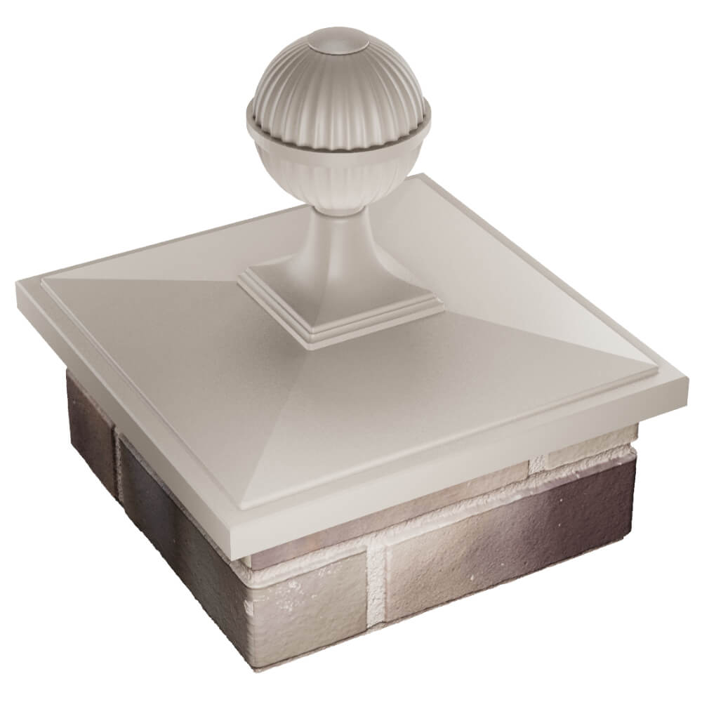 Колпак Zking БонаМоно Бежевый с шаром на столб 1.5х1.5 кирпича (385х385, 400х400мм) в сборе в Джанкое фото