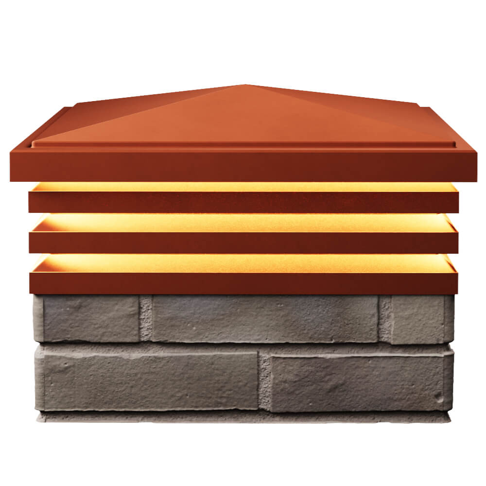 Колпак Zking Бона ХайТек Красный на столб 1.5х1.5 кирпича (385х385мм) с подсветкой в Джанкое фото