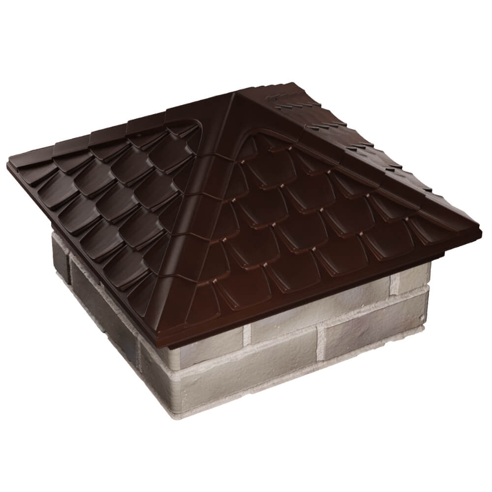 Колпак Zking Эльбрус Коричневый на столб 1.5х1.5 кирпича (385х385мм) в Джанкое фото