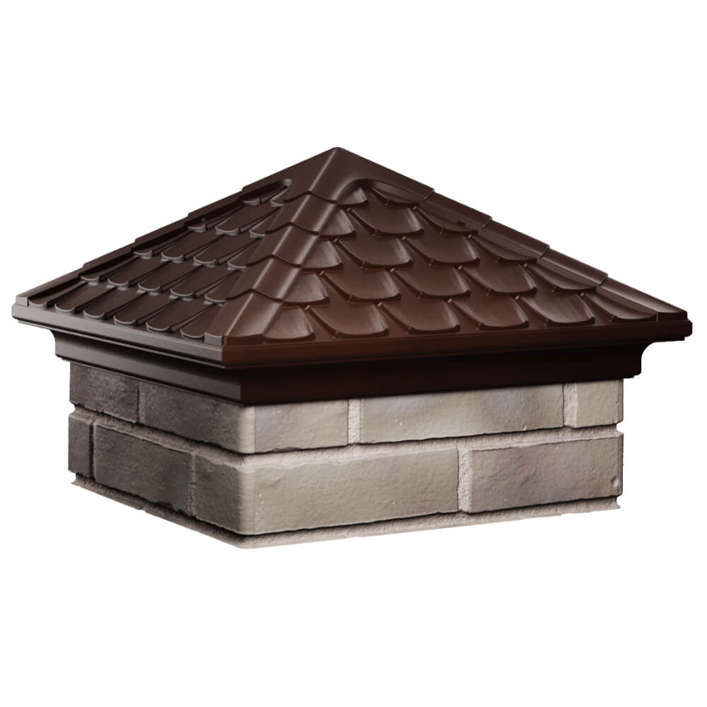Колпак Zking Эльбрус Коричневый на столб 1.5х1.5 кирпича (385х385мм) в Джанкое фото