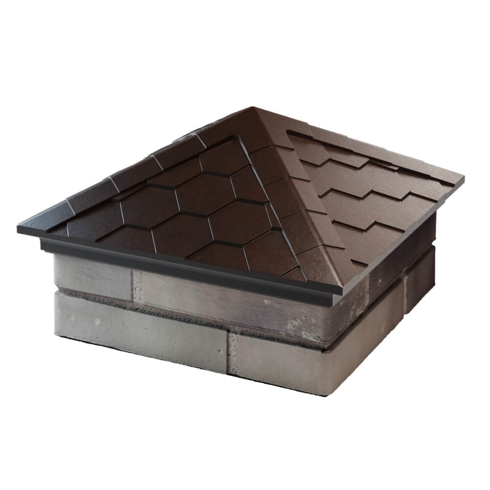 Колпак Zking Эверест Коричневый на столб 1.5х1.5 кирпича (390х390мм) в Джанкое фото