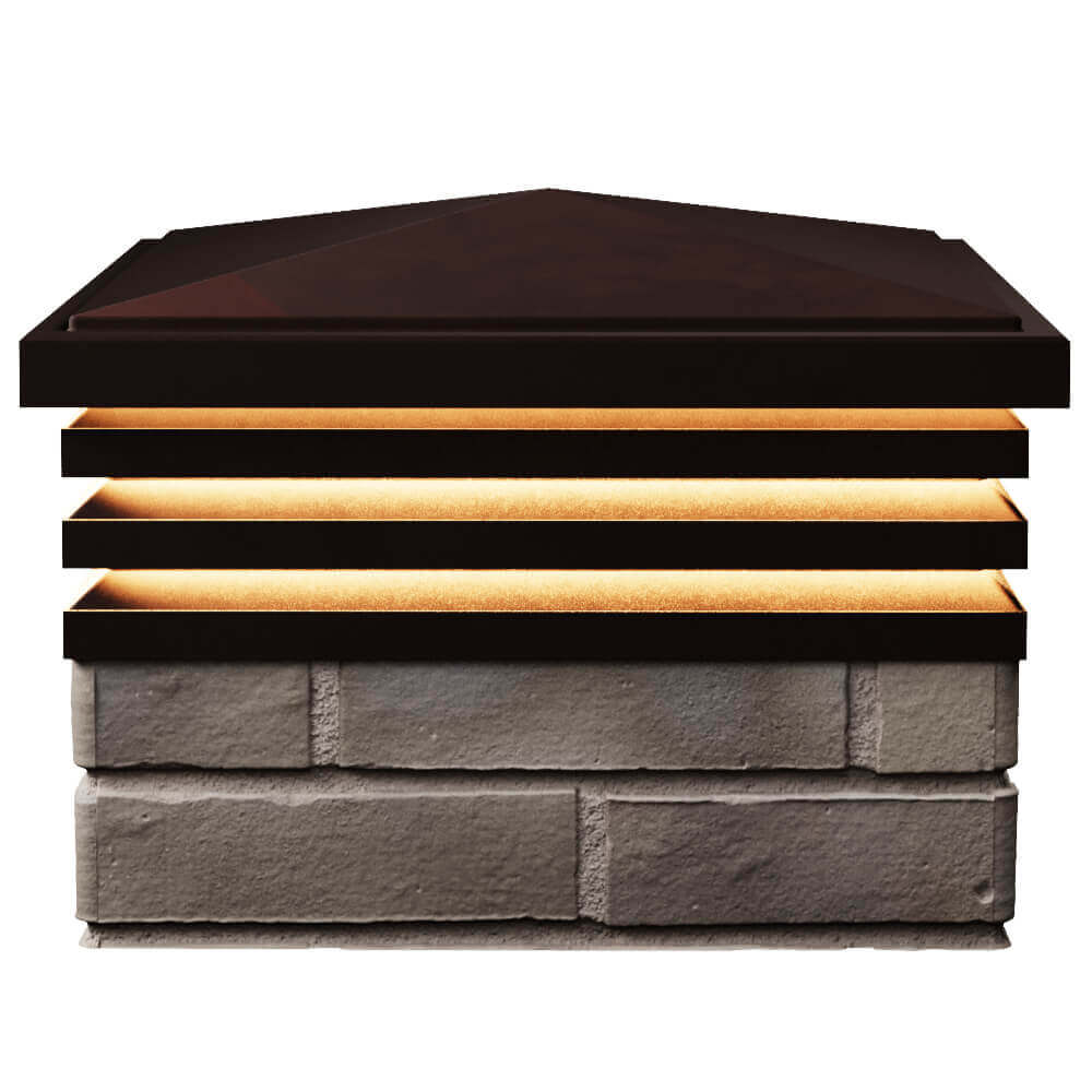 Колпак Zking Бона ХайТек Коричневый на столб 1.5х1.5 кирпича (385х385мм) с подсветкой в Джанкое фото